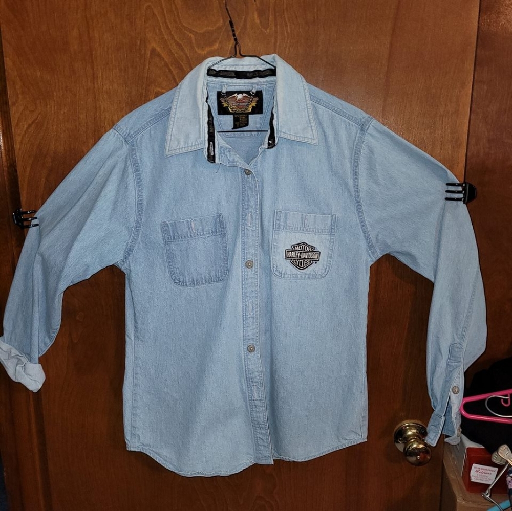 3 Lot-Harley Davidson Denim Shirts